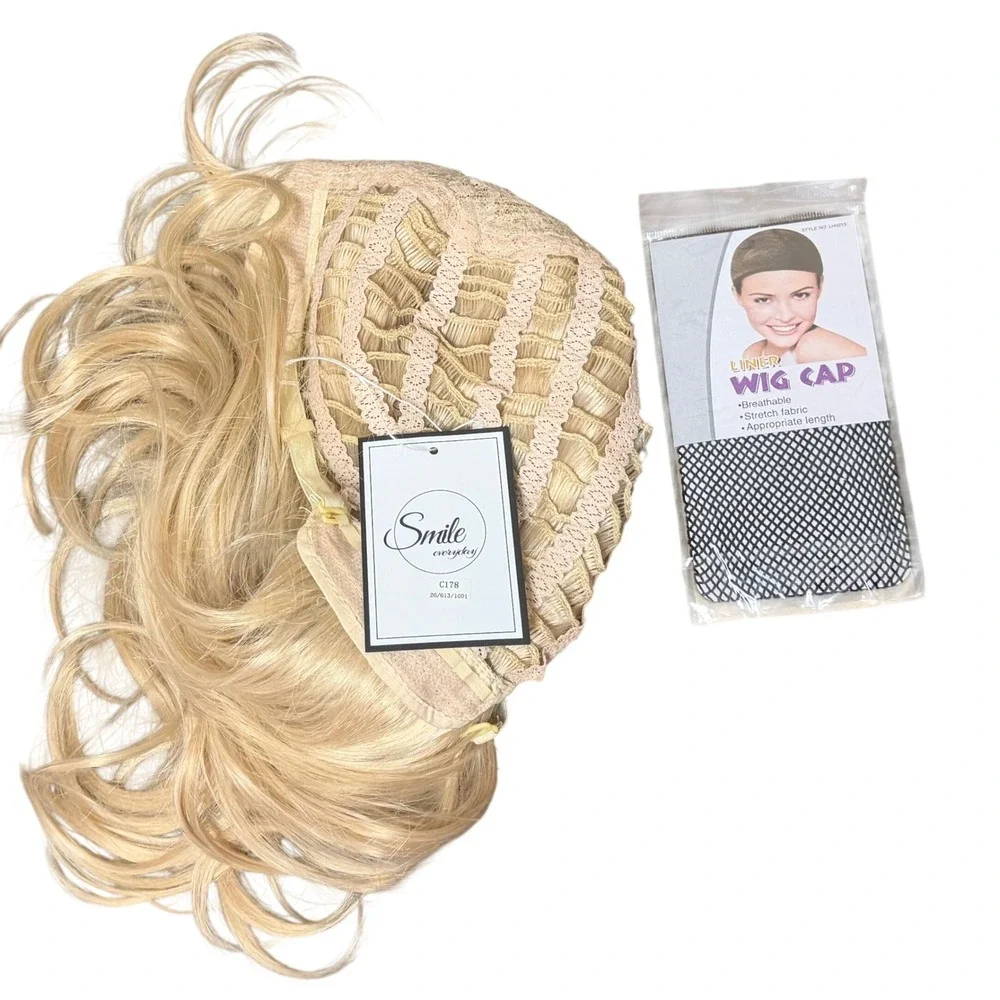 NWT Sallcks 80s Light Blonde Long Layered Wig Bangs Costume Cosplay